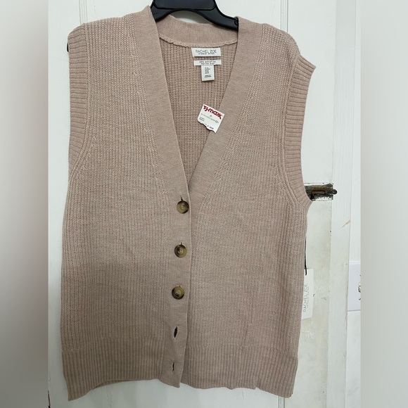 NWT Rachel Zoe Women's Tan Extra Fine Merino Wool Sweater Vest - Size M - Picture 2 of 16
